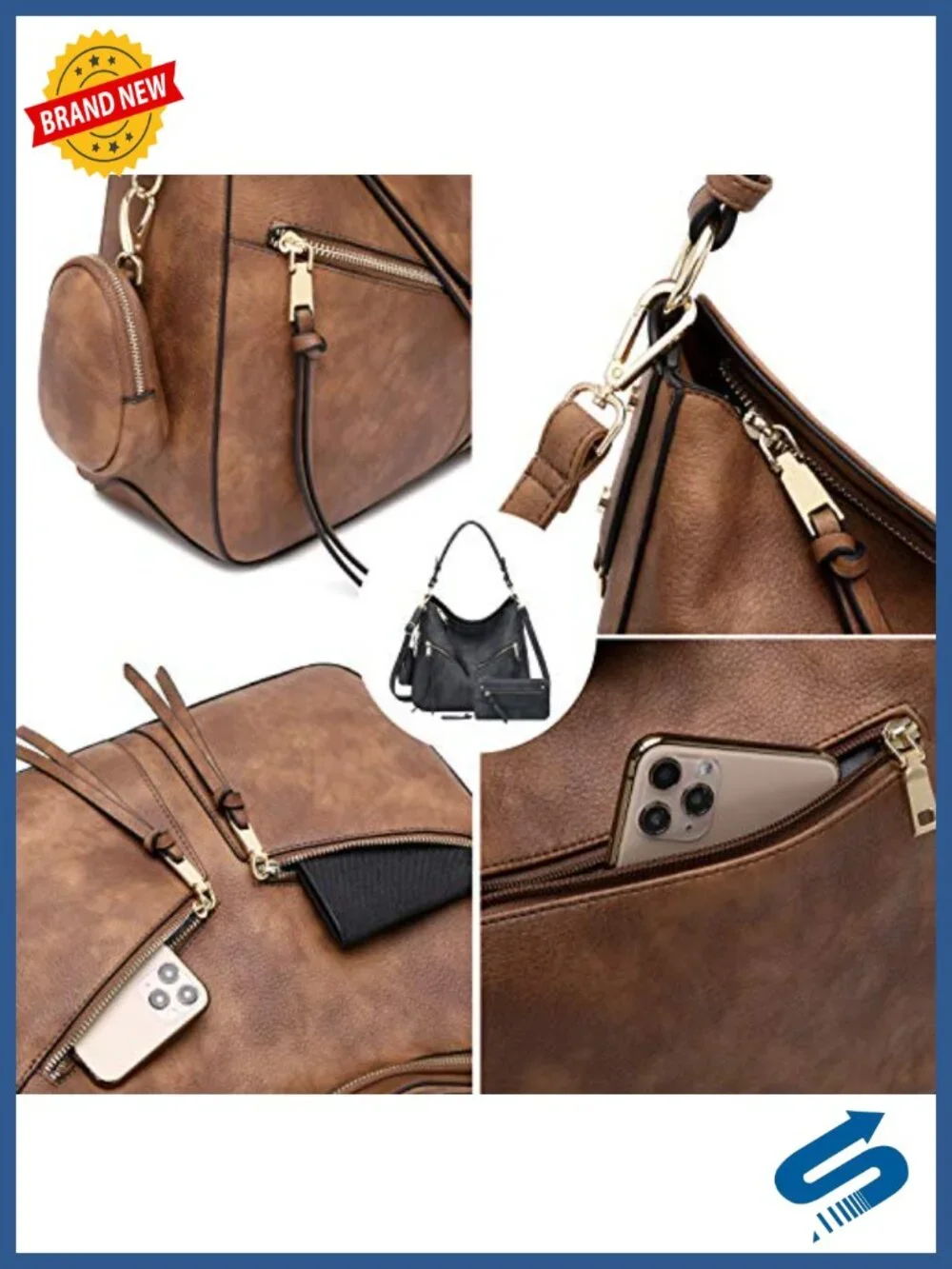 Hobo Bag for Women Faux Leather Shoulder Crossbody Purse
